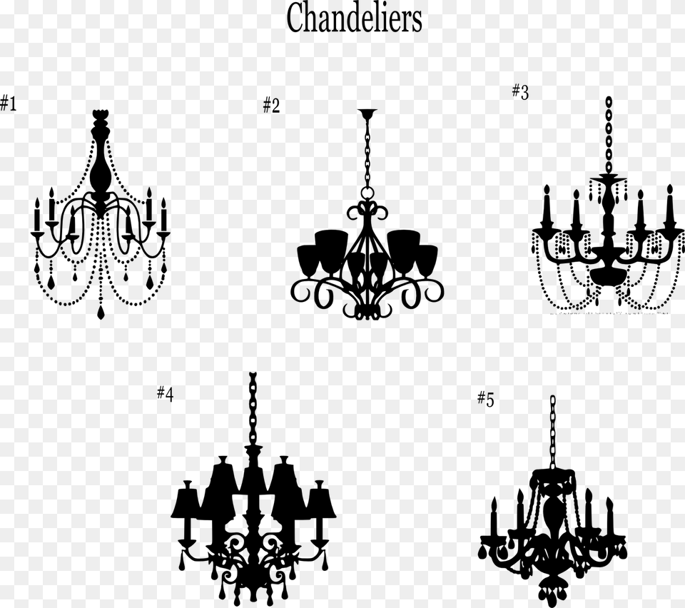 More Fun Designs Decorative Decals Chandelier 4 Vinyl Sticker Large, Gray Free Png