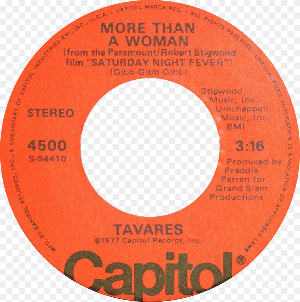 More Than A Woman By Tavares Side A Us Vinyl Circle, Disk, Text, Dvd Free Png Download