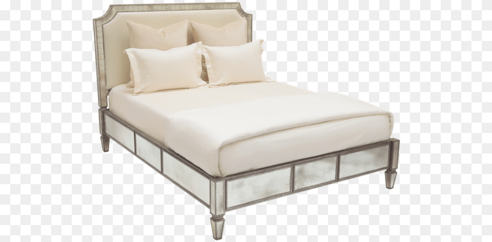 Morgan Low Bed Antiqued Mirror Amp Upholstery, Furniture, Cushion, Home Decor, Mattress Free Transparent Png