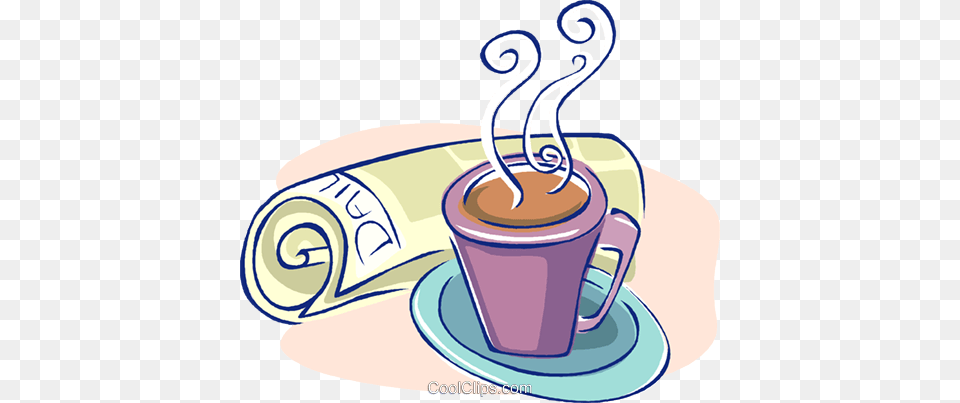 Morning Coffee With Todays Newspaper Royalty Vector Clip Art, Cup, Beverage, Coffee Cup Free Transparent Png