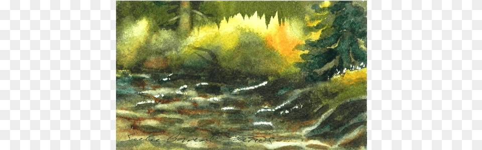 Morning Creekside Painting, Art, Vegetation, Plant, Tree Png