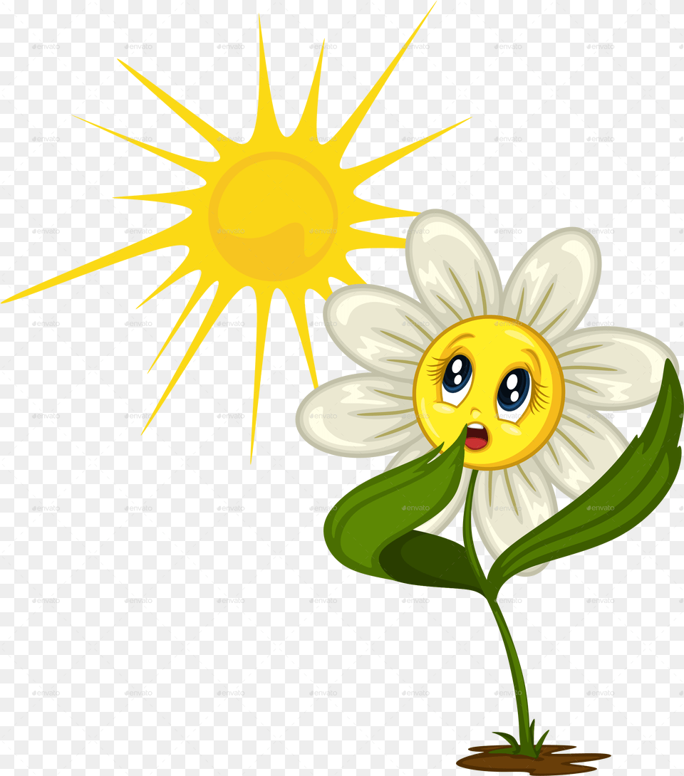 Morning Flowers Waking Up Cartoon, Daisy, Flower, Plant, Sunflower Free Png