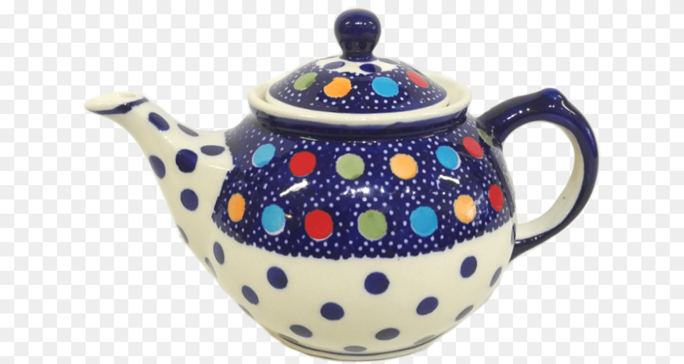 Morning Teapot In Fun Dots Pattern Teapot, Cookware, Pot, Pottery, Cup Free Transparent Png