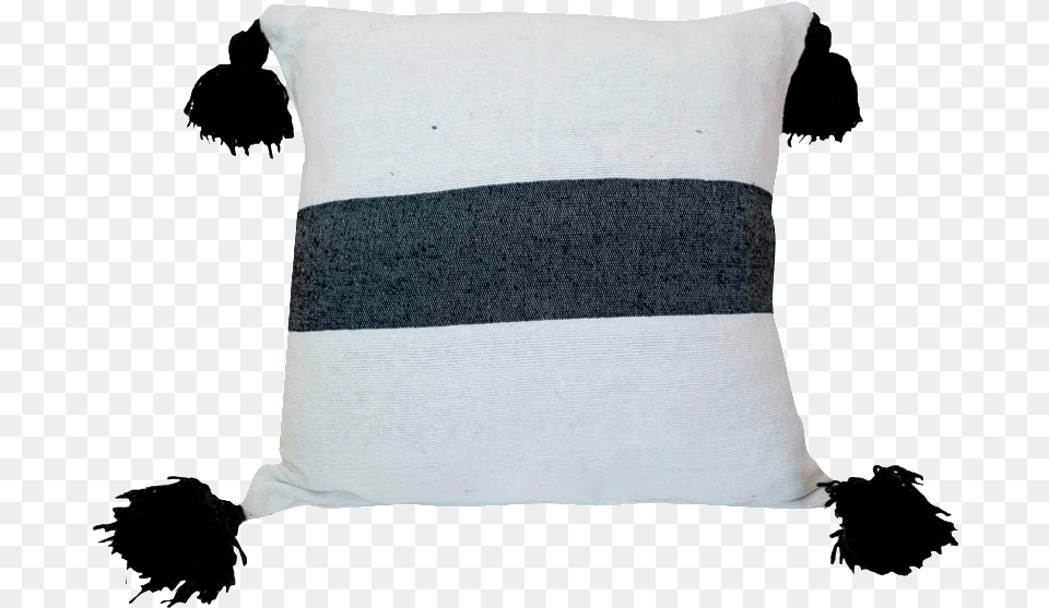 Moroccan Black On White Pom Pom Pillow Chairish Yarn Wool, Home Decor, Cushion, Wedding, Person Free Transparent Png