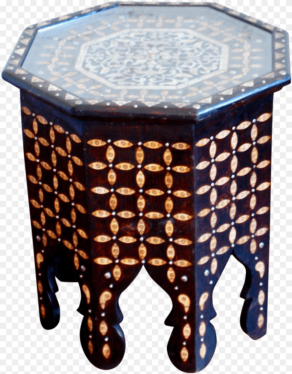 Moroccan Bone Inlaid Side Table, Coffee Table, Furniture, Tabletop, Art Png Image