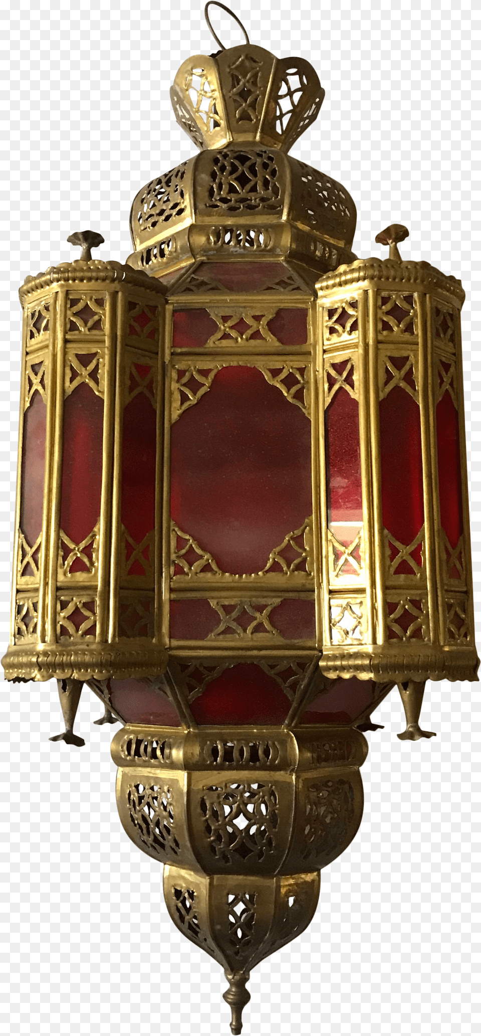 Moroccan Brass And Red Glass Lantern Lantern Free Png Download