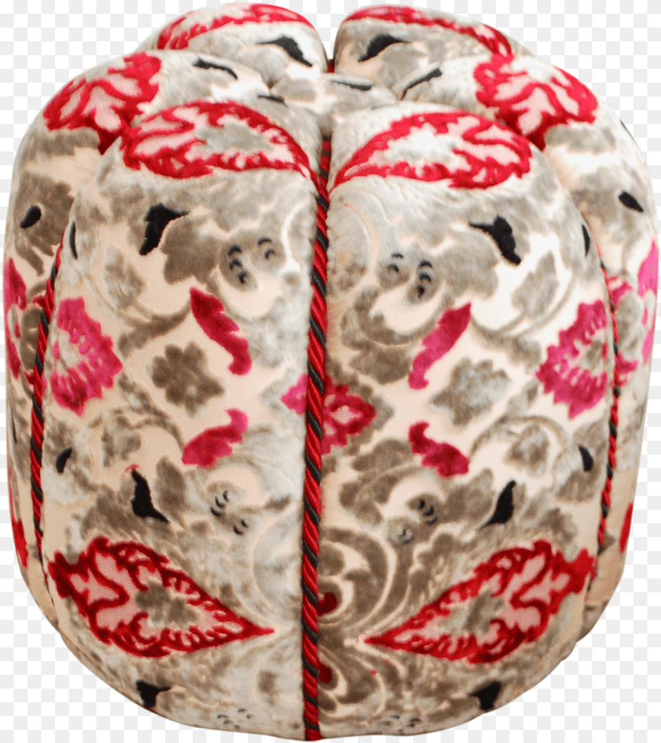 Moroccan Fabric Pouf Red Amp Grey Velvet Free Png