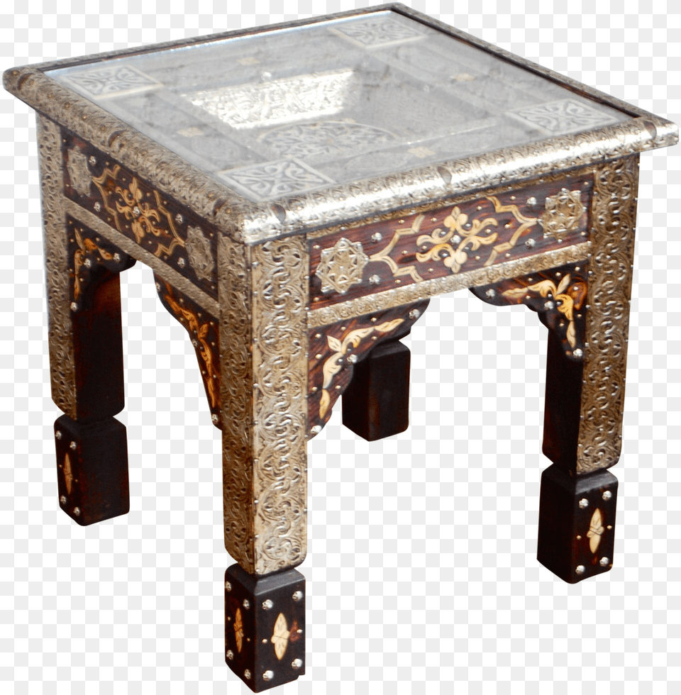 Moroccan Metal Amp Bone Inlaid Table, Coffee Table, Furniture, Mailbox Free Transparent Png