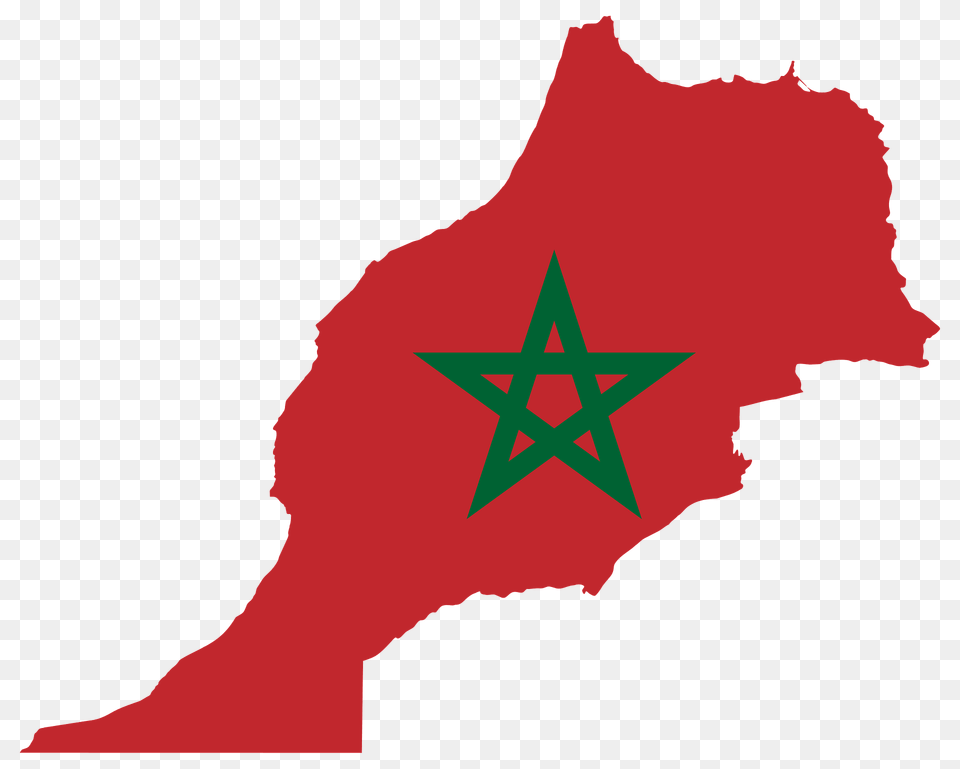 Morocco Flag Map Clipart, Star Symbol, Symbol, Leaf, Plant Png