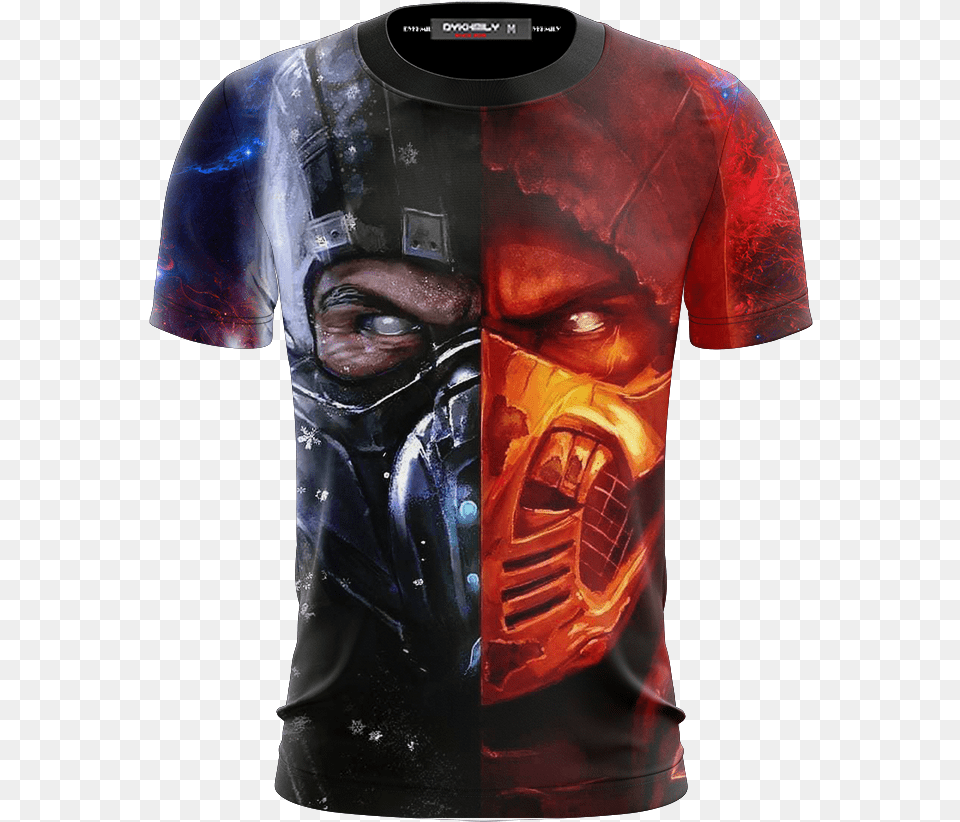 Mortal Kombat Scorpion And Subzero 3d T Shirt Scorpion Sub Zero Mk, Adult, Clothing, Male, Man Png Image