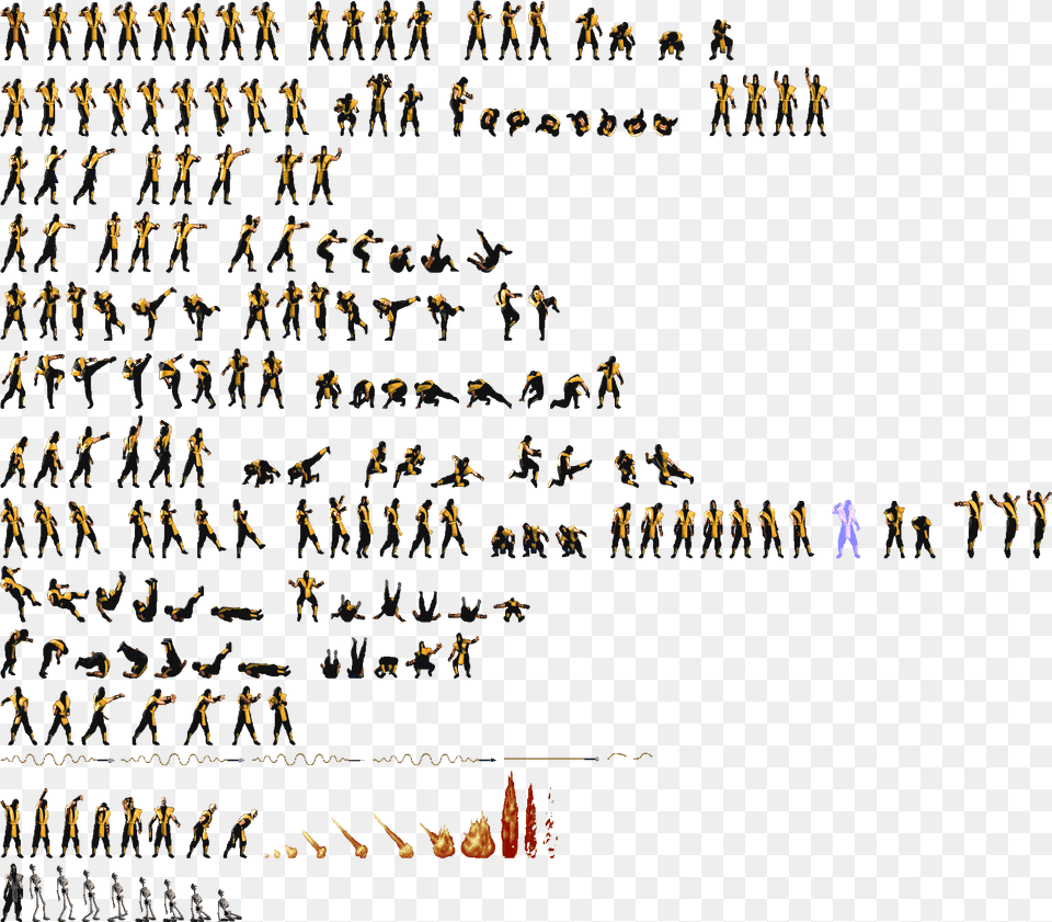 Mortal Kombat Scorpion Scorpion Mortal Kombat Sprite Sheet, Person, Text, People Png