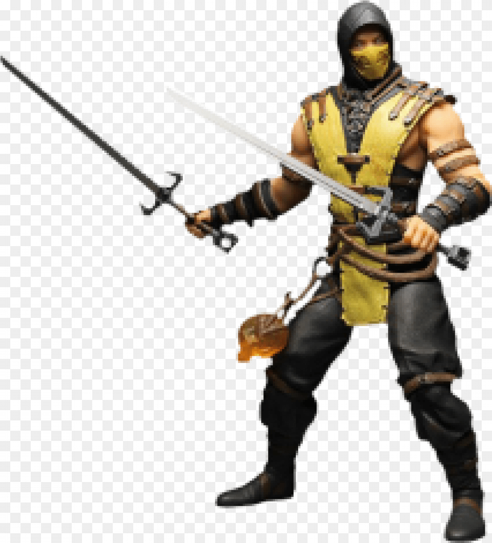 Mortal Kombat X Scorpion Action Figure Download Mortal Kombat X Scorpion Action Figure, Weapon, Sword, Person, Man Free Transparent Png