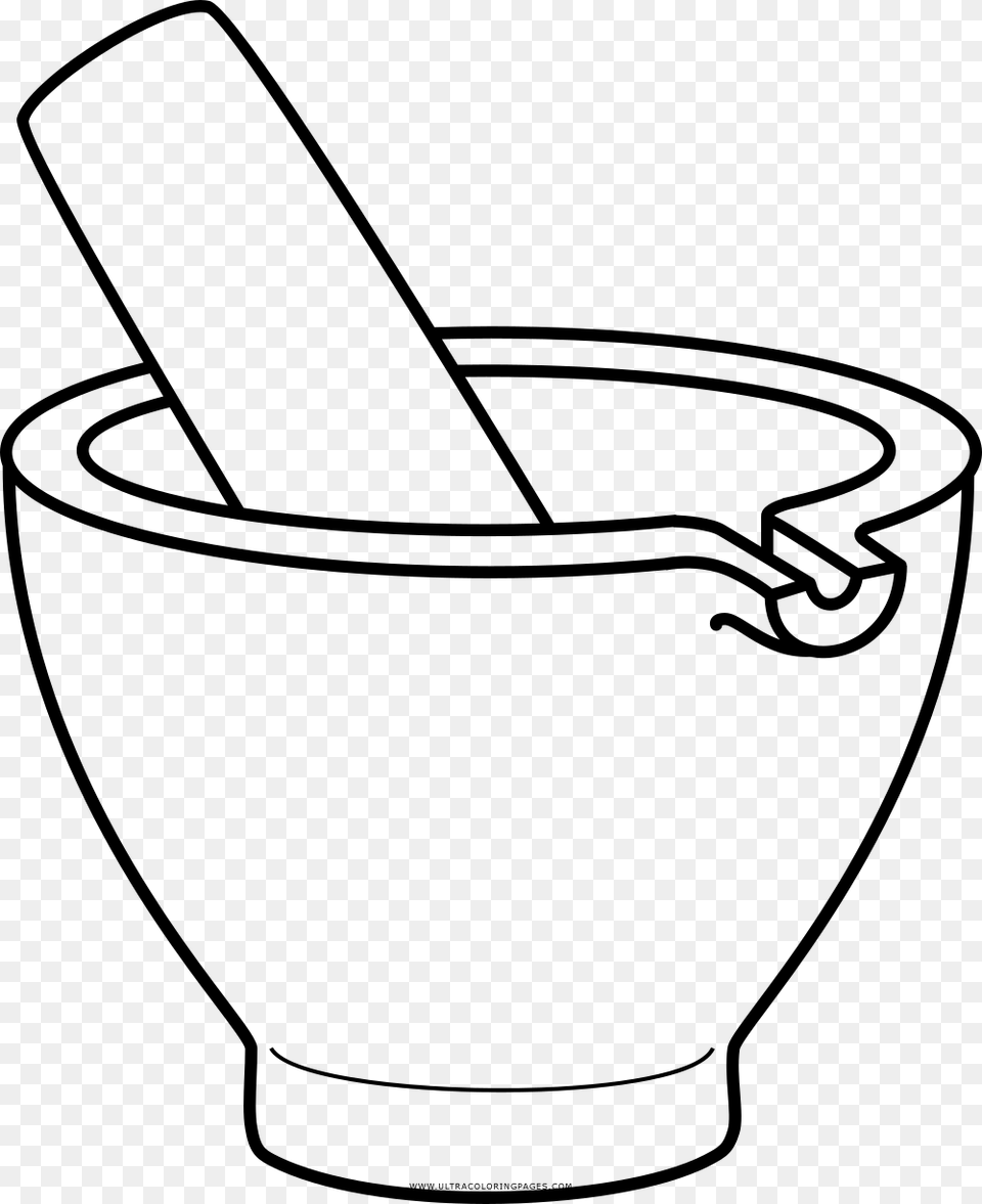 Mortar And Pestle Coloring, Gray Free Png Download