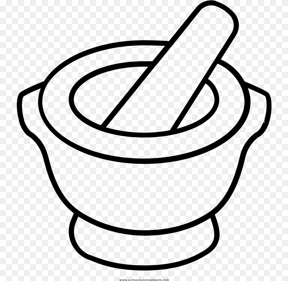 Mortar And Pestle Coloring, Gray Png