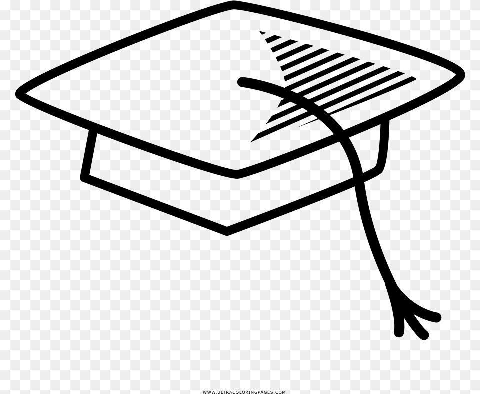 Mortar Board Coloring Page, Gray Free Png