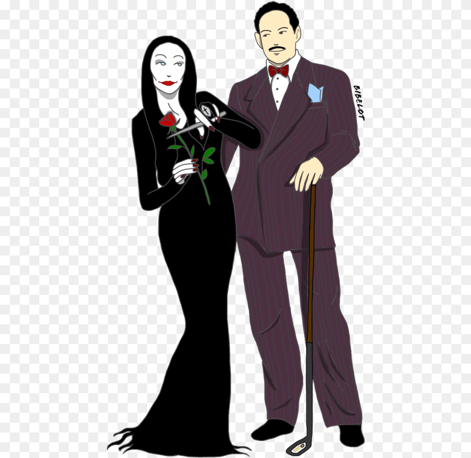 Morticia And Gomez Addams By Bibelotzombie Morticia Amp Gomez Addams, Adult, Suit, Person, Woman Free Png