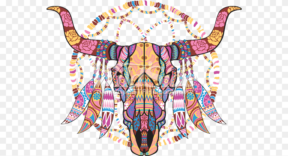 Mosaic Cowskull Illustration, Art, Person, Drawing Png Image