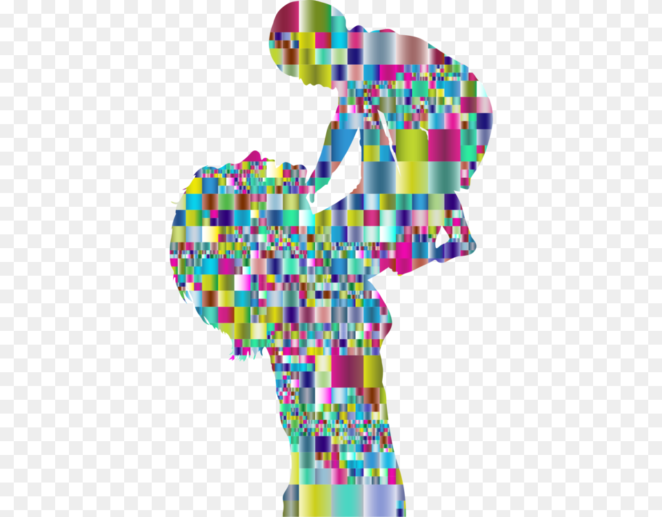 Mosaic Silhouette Infant Child Mother Prismatic Mosaic Silhouette, Art, Collage, Person Free Png