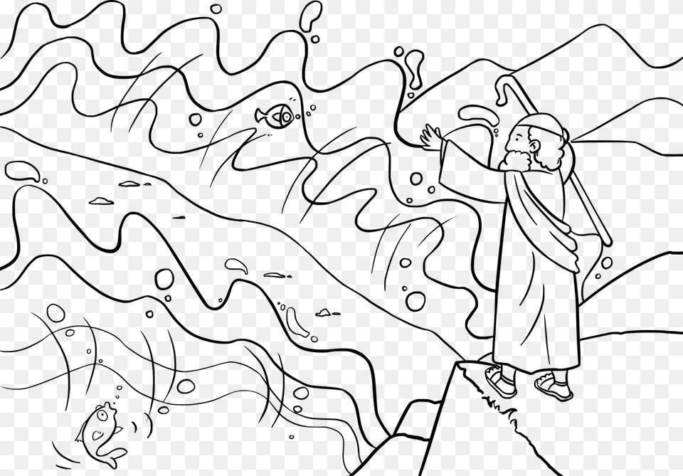 Moses And The Red Sea Coloring Sheet, Gray Png Image