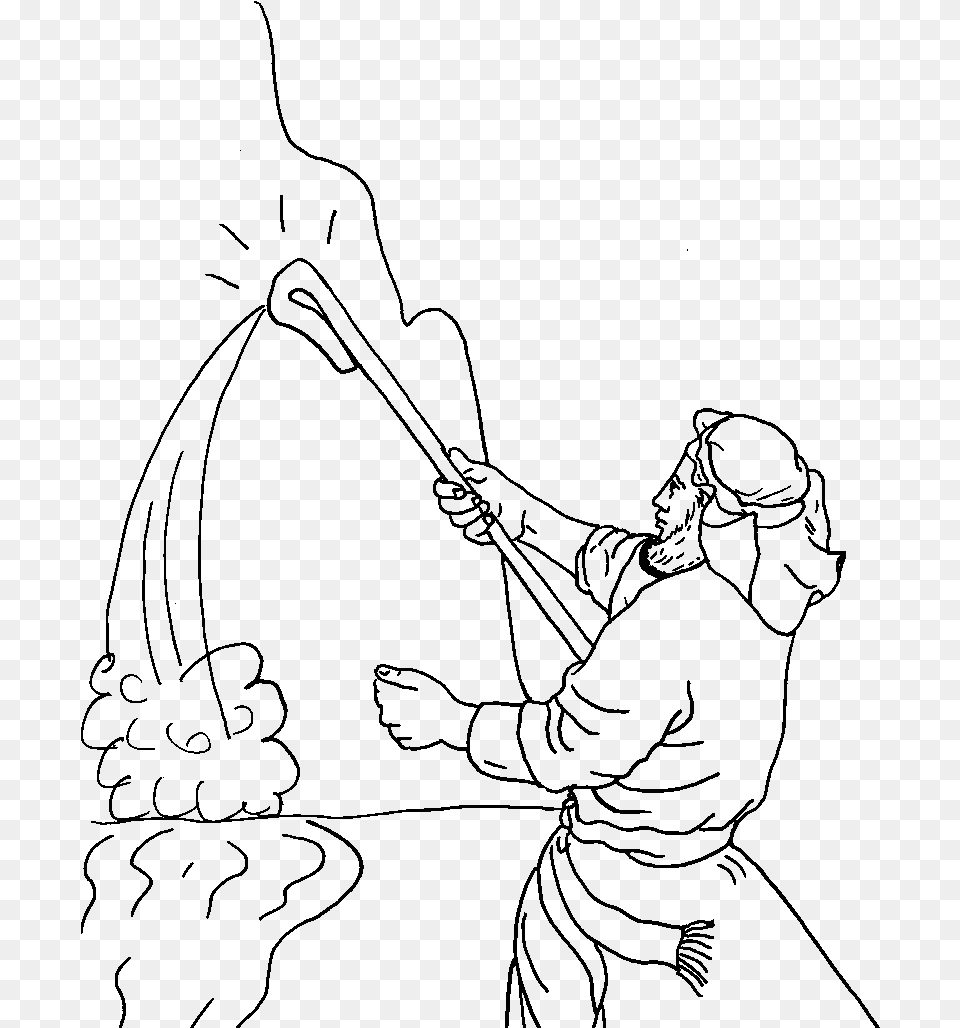 Moses Disobeys God Coloring Sheet, Gray Free Png Download