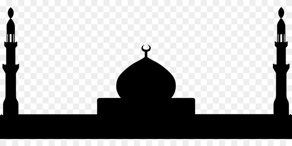 Mosque With 2 Minarets Black And White, Architecture, Building, Dome, Silhouette Png Image