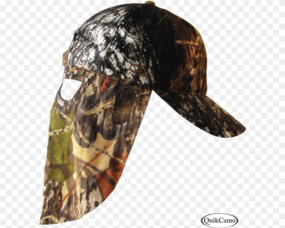 Mossy Oak Break Up Camo Hat With Face Mask, Baseball Cap, Cap, Clothing, Person Free Png Download