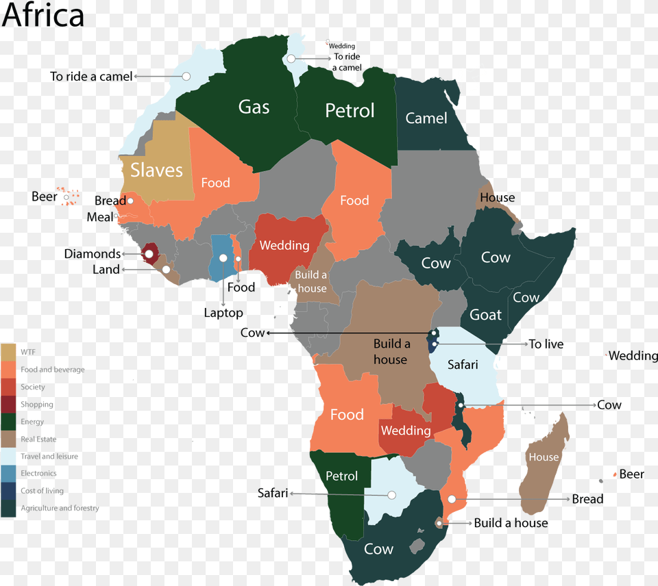 Most Googled Products In Each Country Africa Tourist Attractions Map, Chart, Plot, Atlas, Diagram Png Image
