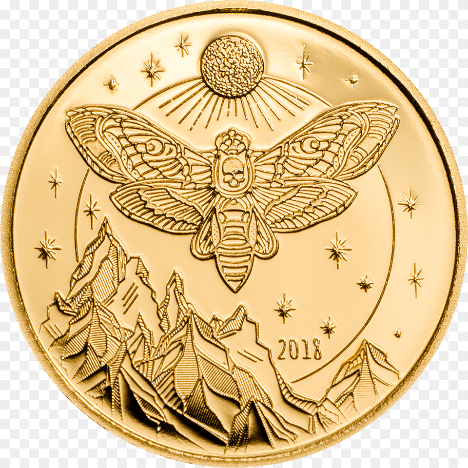 Moth Coin, Gold, Plate Free Transparent Png