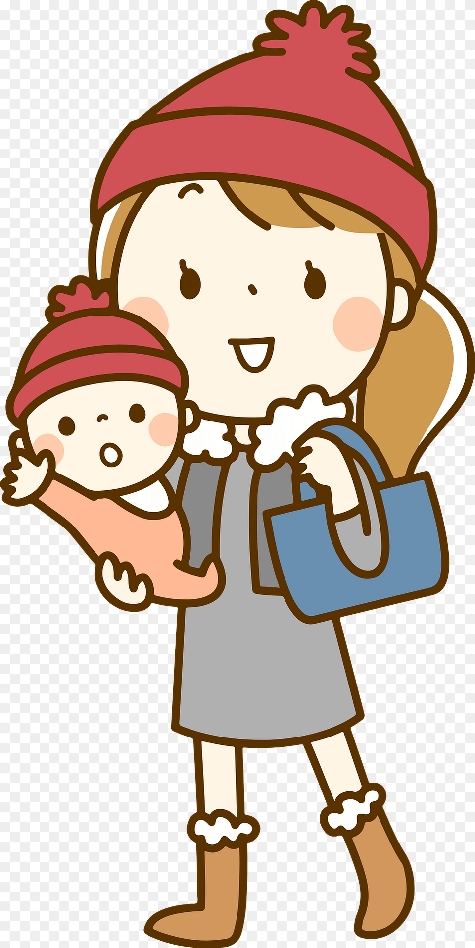 Mother And Baby Are Outside Clipart, Person, Face, Head, Bag Png