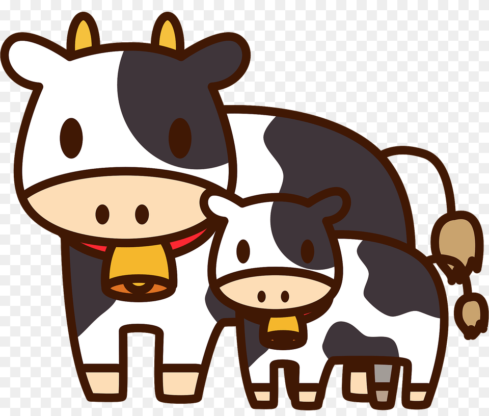 Mother And Baby Cows Clipart, Animal, Cattle, Cow, Dairy Cow Free Transparent Png