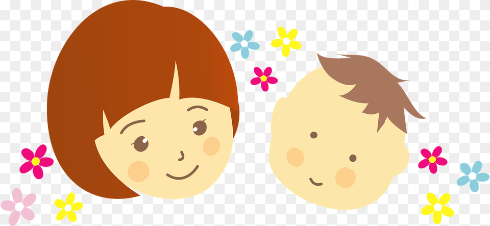 Mother And Baby Faces Clipart, Art, Graphics, Face, Head Png