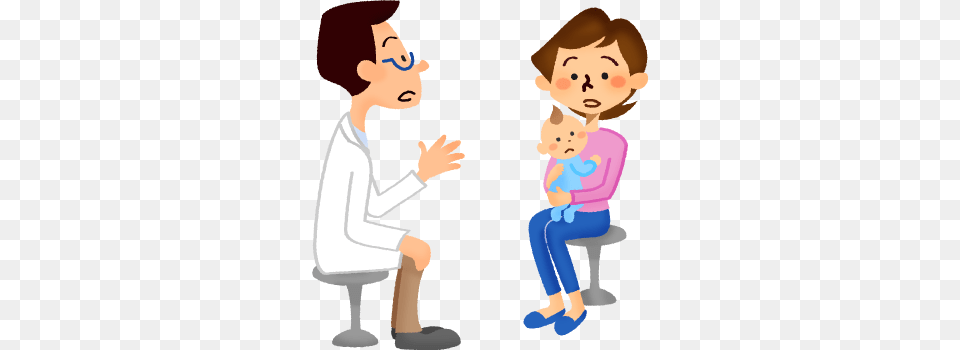 Mother And Baby Receiving A Medical Consultation In Pediatrics, Person, Conversation, Face, Head Free Transparent Png