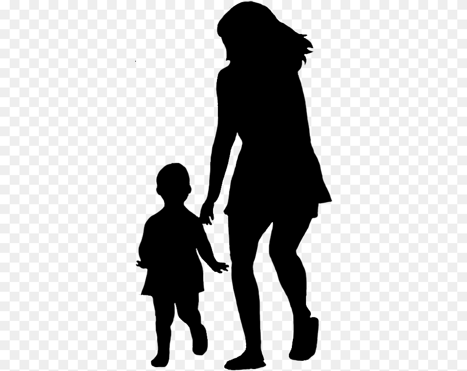 Mother And Baby Silhouette Silhouette Of Mom And Baby, Gray Png Image