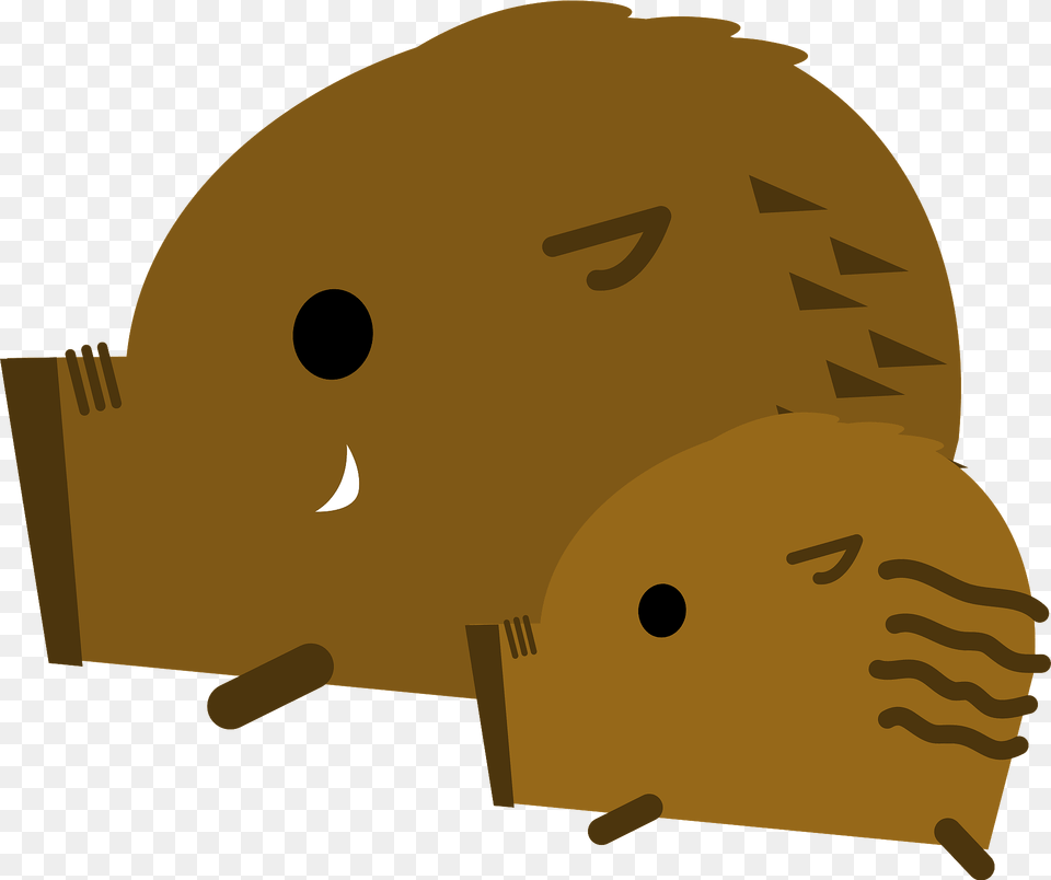 Mother And Baby Wild Boars Clipart, Animal, Mammal, Helmet, Moon Free Png Download