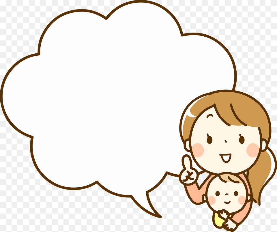 Mother And Baby With A Speech Bubble Clipart, Face, Head, Person, Animal Free Png