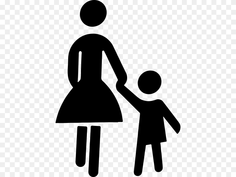 Mother And Child Holding Hands Clip Art, Gray Free Png Download