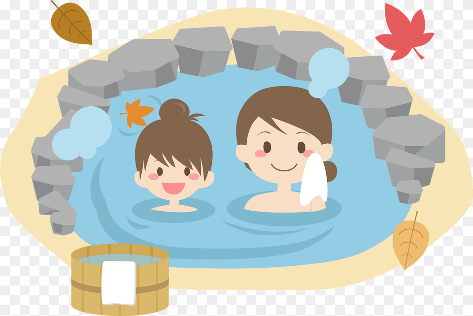 Mother And Daughter Are Bathing In A Hot Spring Clipart, Water Sports, Swimming, Sport, Water Free Png Download