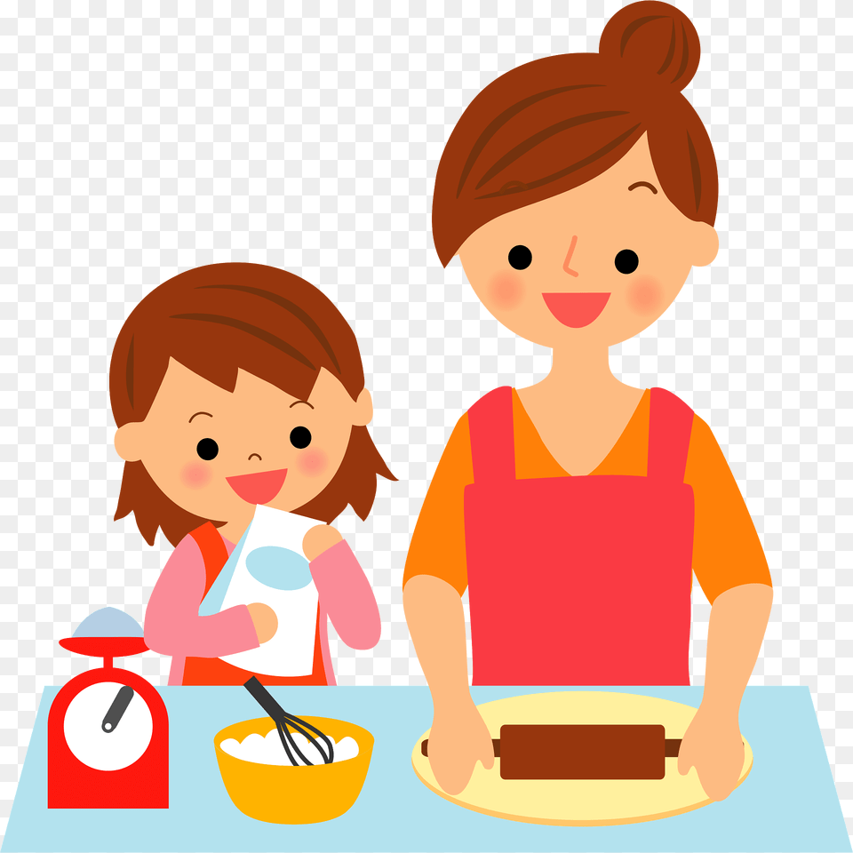 Mother And Daughter Are Making Sweets Clipart, Cutlery, Food, Lunch, Meal Png Image