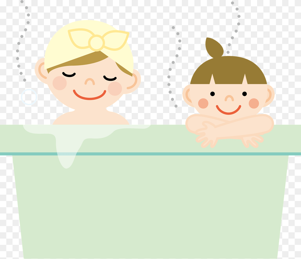 Mother And Daughter Are Taking A Bath Clipart, Swimming, Water Sports, Sport, Person Png Image