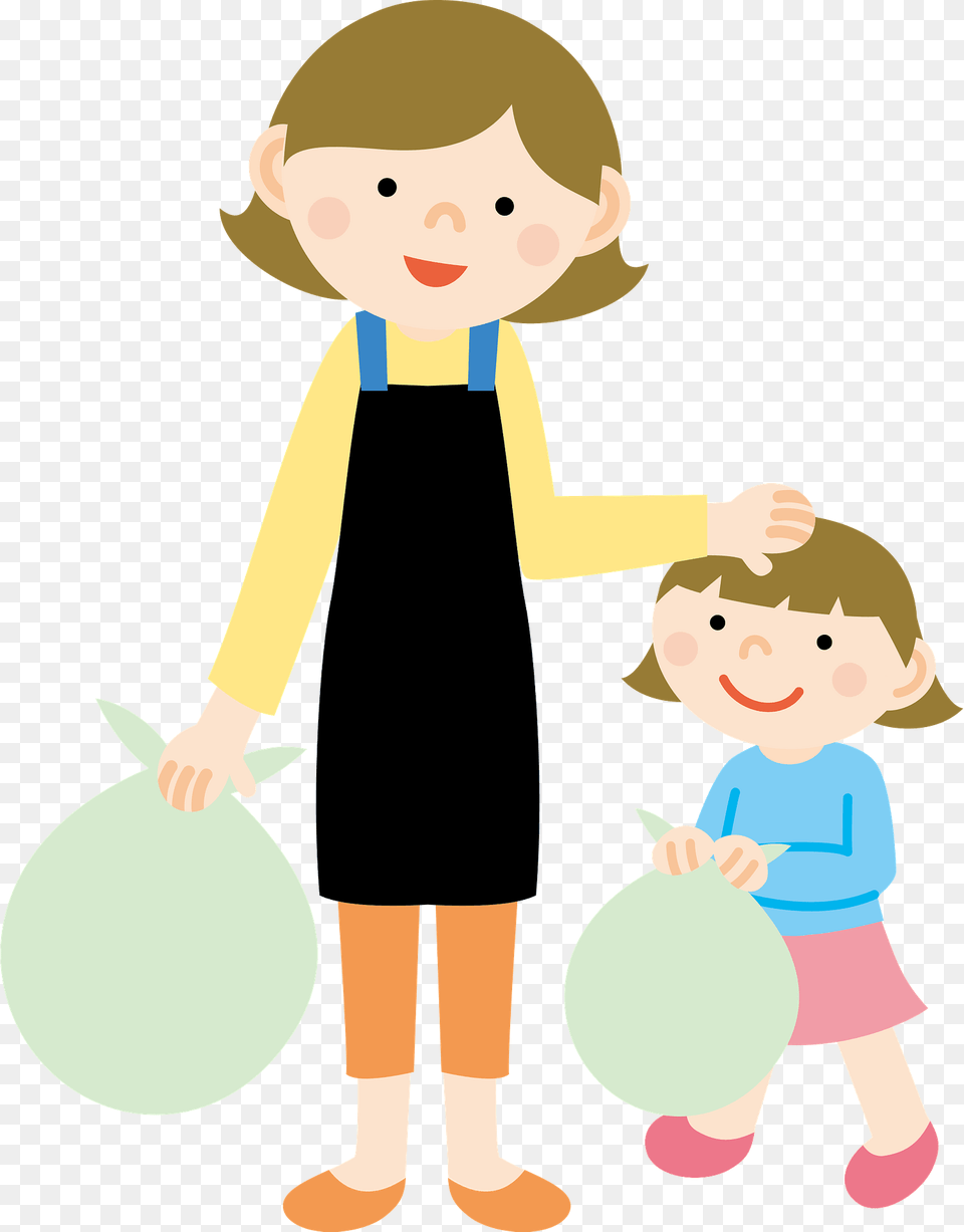 Mother And Daughter Are Taking Out Garbage Clipart, Baby, Person, Face, Head Free Png Download