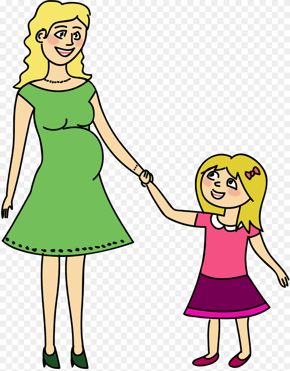 Mother And Daughter Clipart, Clothing, Dress, Person, Book Png
