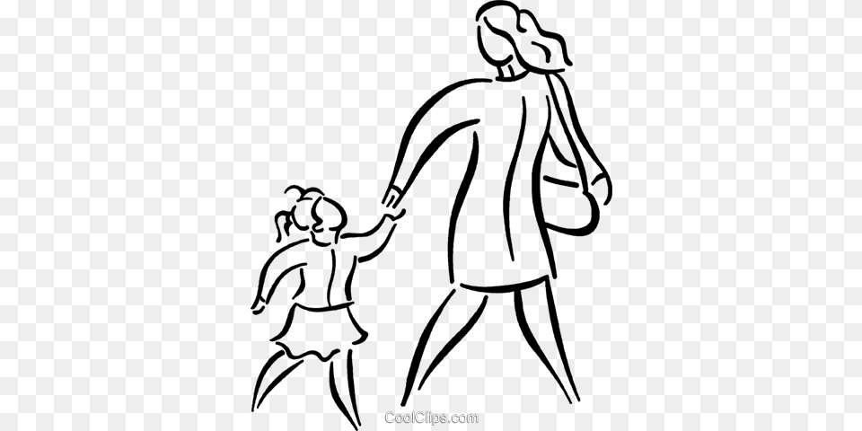 Mother And Daughter Royalty Free Vector Clip Art Illustration, Back, Body Part, Person, Walking Png