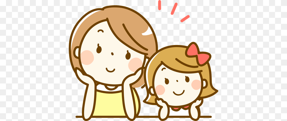 Mother And Daughter Vector Drawing, Face, Head, Person, Baby Png Image