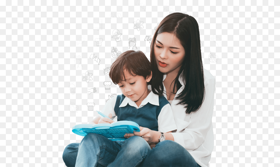 Mother And Preschool Son, People, Person, Reading, Adult Png