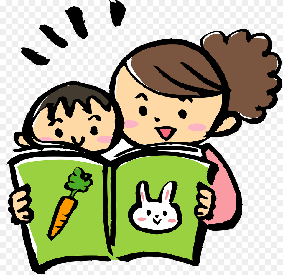 Mother And Son Are Reading A Book Clipart, Publication, Person, Baby, Head Png Image