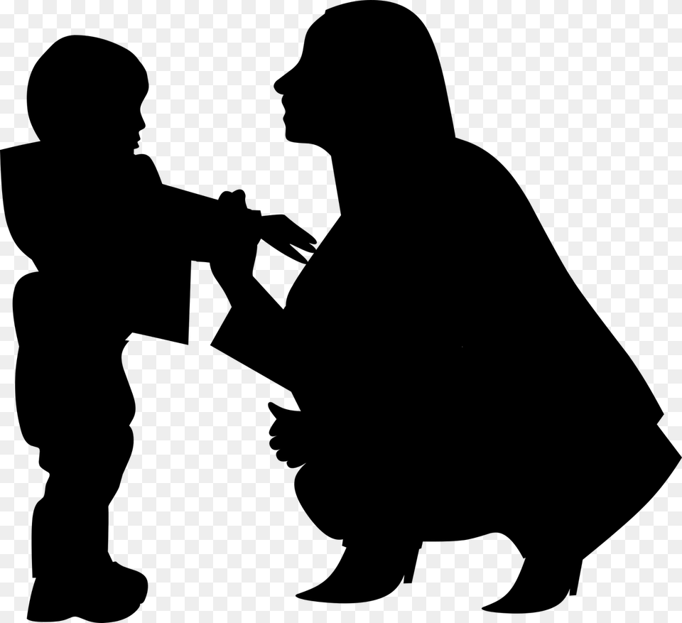 Mother And Son Dance Silhouette, Gray Free Transparent Png