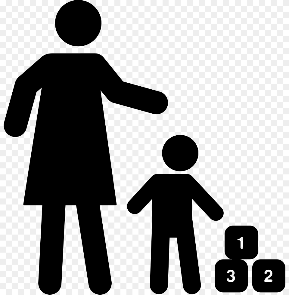 Mother And Son Playing With Cubes Mother And Son Icon, Silhouette, Symbol, Adult, Male Free Png