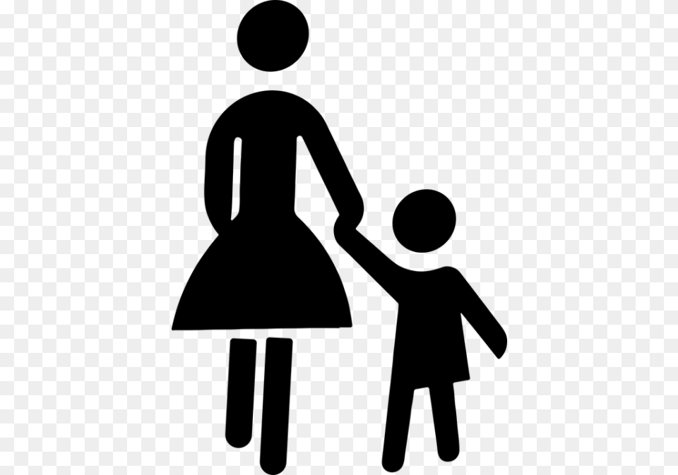 Mother Child Clipart, Gray Free Png