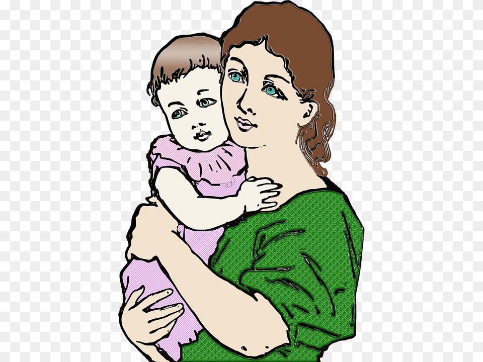 Mother Daughter Baby Child Family Love Woman Amma Black And White, Person, Face, Head, Art Free Png Download