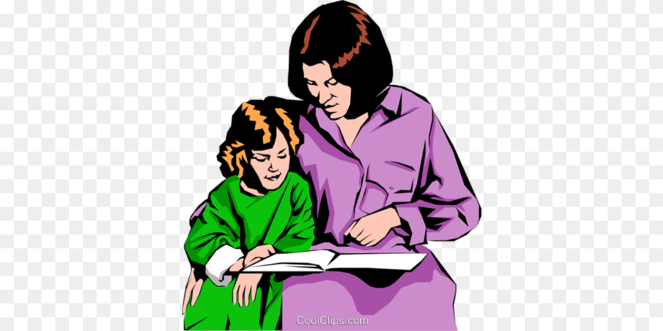 Mother Daughter Royalty Vector Clip Art Illustration, Book, Reading, Publication, Comics Free Png Download